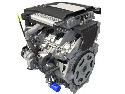 Animated V6 Engine 3D model
