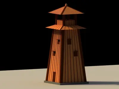 Low Poly Japanese Tower Low-poly 3D model