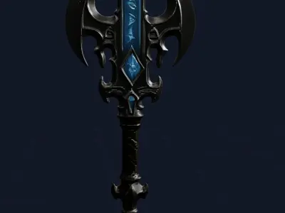 High Detail Fantasy Polearm Game-Ready Weapon Asset Low-poly 3D model