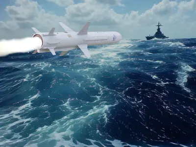 Ukrainian subsonic cruise missile R 360 Neptune Low-poly 3D model