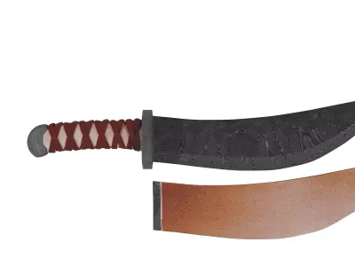 Medieval Damascus War Dagger 3D model