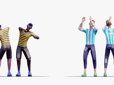 Cheering Crowd Pack - Animated and Rigged 3D model