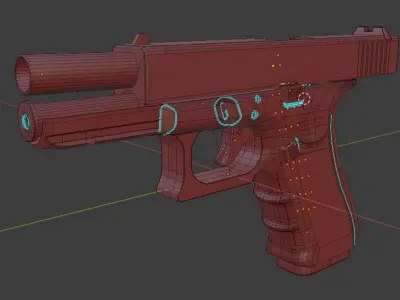 Glock 17 Gen 4 UNTEXTURED Low-poly 3D model
