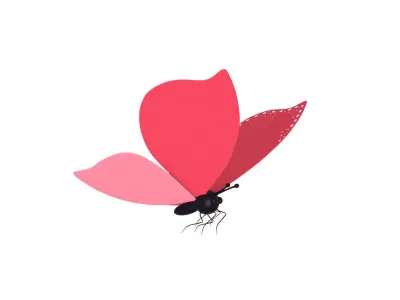 Butterfly Wing Flapping 02 Animated for Game  Low-poly 3D model