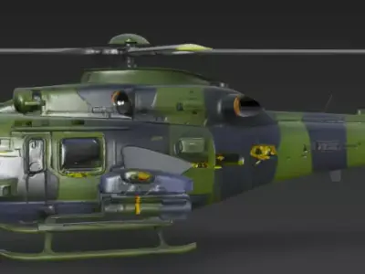 Army Helicopter 3D Model Military Helicopter Game Ready 3D model