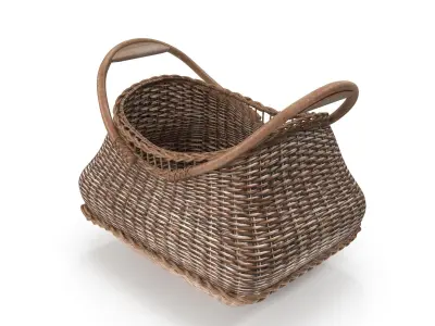 Jacquelyne Wood Handled Basket Free 3D model