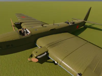Tupolev tb-3 with interior 3D model