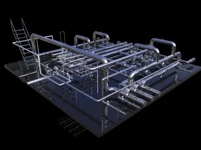 Industrial boiler room 3D model