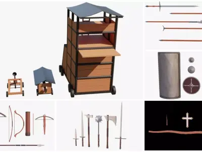 Medieval assets pack Low-poly 3D model