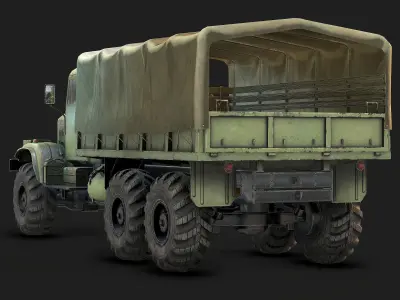 Low Poly Kraz 255 Flatbed Low-poly 3D model
