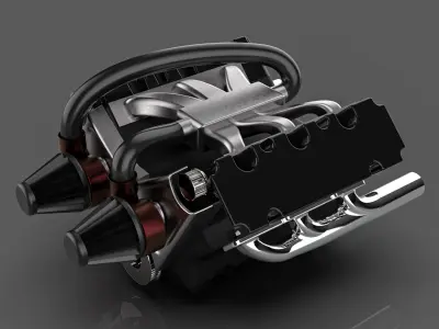 v6 engine 3D model