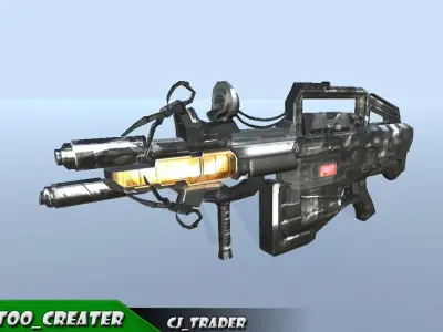 Future Sci-fi Space weapon low poly 3d model Low-poly 3D model