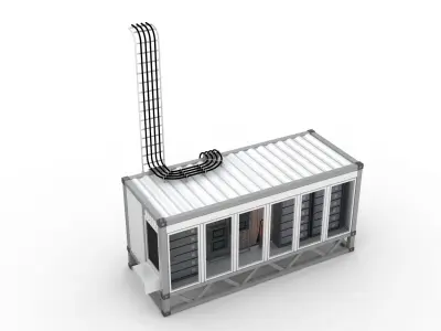 Portable Container Power House system Low-poly 3D model