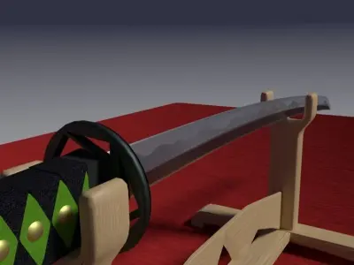 Green Katana Free low-poly 3D model