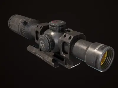 Sight PBR game ready Low-poly 3D model rifle scope Low-poly 3D model