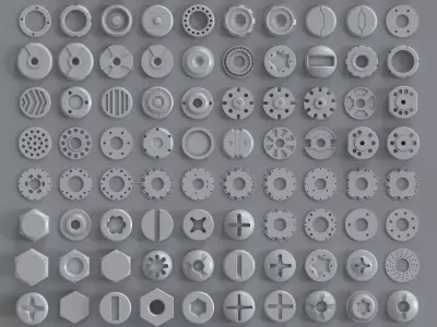 Hard Surface Kitbash Part 01 - Subdiv Ready Free 3D model