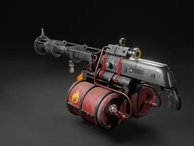 Flamer Gun High Quality PBR 3D Model Low-poly 3D model