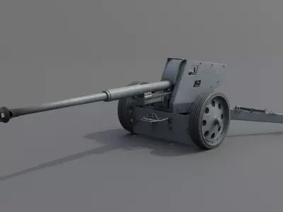 88 mm Pak 43 Anti-Tank Gun Low-poly 3D model