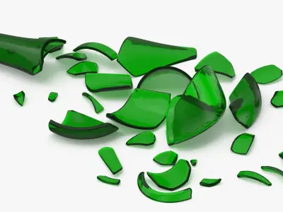 Green Bottle Pile Small and Large 3D model