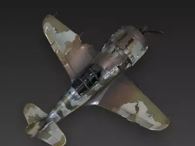 Realistic Battle-Damaged WWII Fighter Plane 3D Model Low-poly 3D model