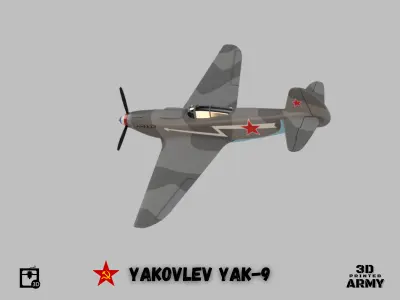 Yakovlev YaK-9 scalemodel - scale 1-44 3D print model