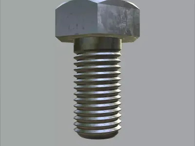 Steel Stained Hex M8 High Precision Bolt with 4K PBR Textures 3D model