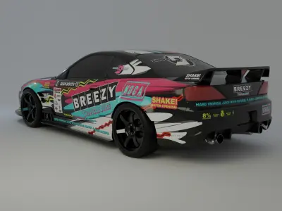 Breezy S15 Drift Car Rigged Free 3D model