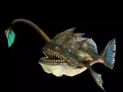 monster piranha fish creature Low-poly 3D model