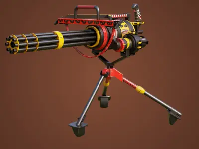  M134 Minigun Red Shark Skin All PBR Textures Included Low-poly 3D model