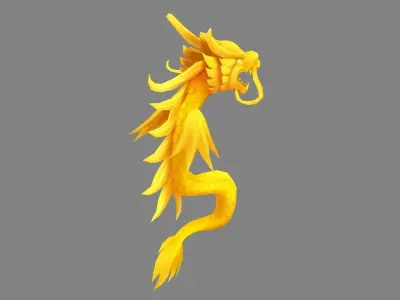 Cartoon Golden Dragon - small Low-poly 3D model