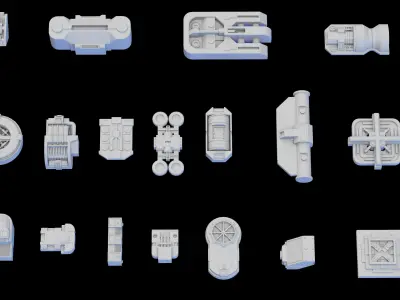 Scifi Greeble Kitbash 3D model