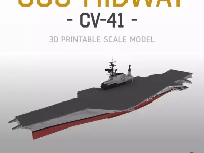 USS MIDWAY CV41 Aircraft carrier print ready model 3D print model