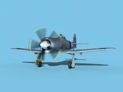 Hawker Sea Fury MKII V07 RN 3D model