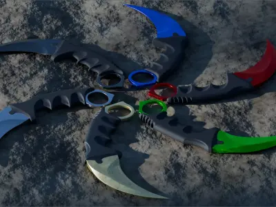 Karambit pack Free low-poly 3D model