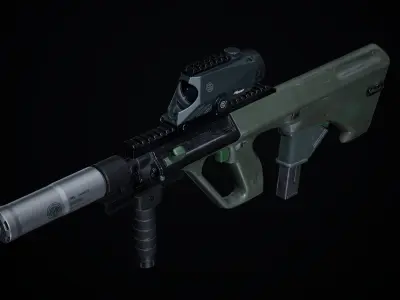 Steyr Aug A1-A3-Para Variants Low-poly 3D model