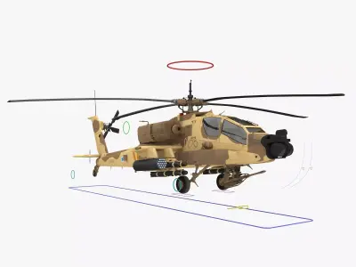 AH64A Apache Helicopter Desert Rigged Low-poly 3D model
