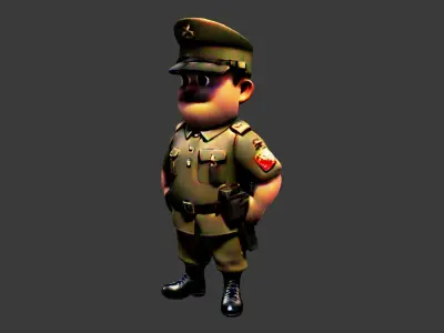 World War II Fat Soldier Low-poly 3D model
