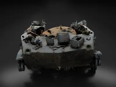 Destroyed and burnt Russian BMD-2 Photoscan PBR Game Ready Low-poly 3D model