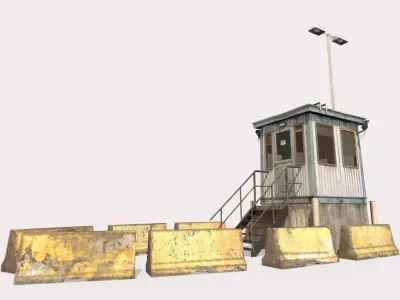 Security Booth With Roadblocks 3D model