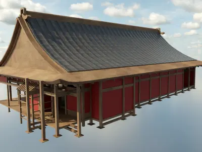 Modular Asian Building Low-poly 3D model