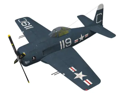Grumman F8F F-2 Bearcat 3D model