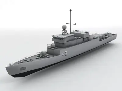  Meko 140 Corvette Military Frigate Ship Low-poly 3D model