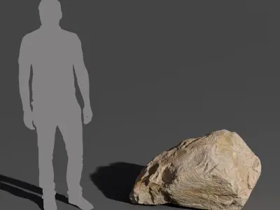  Warm Toned Wedged Large Rock Boulder Model 