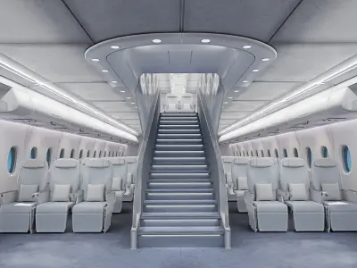 Aircraft interior 3D model -Welcome part of aircraft Low-poly 3D model