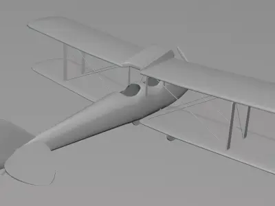 Vintage Biplane Airplane Realistic 3D Model Game Ready Clean  Low-poly 3D model