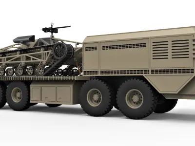 Military truck with GIJOE tracked vehicle 3D model