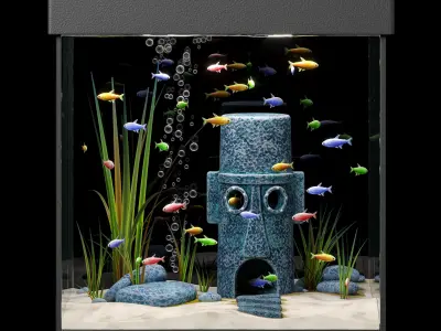 Aquarium with Squidward house 3D model