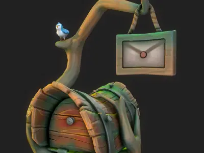 Stylized Mailbox Low-poly 3D model
