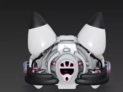 Stylized Cyber Fox Mask 3D Model 3D Model Low-poly 3D model