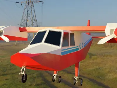 Electric Plane LOW POLY Low-poly 3D model